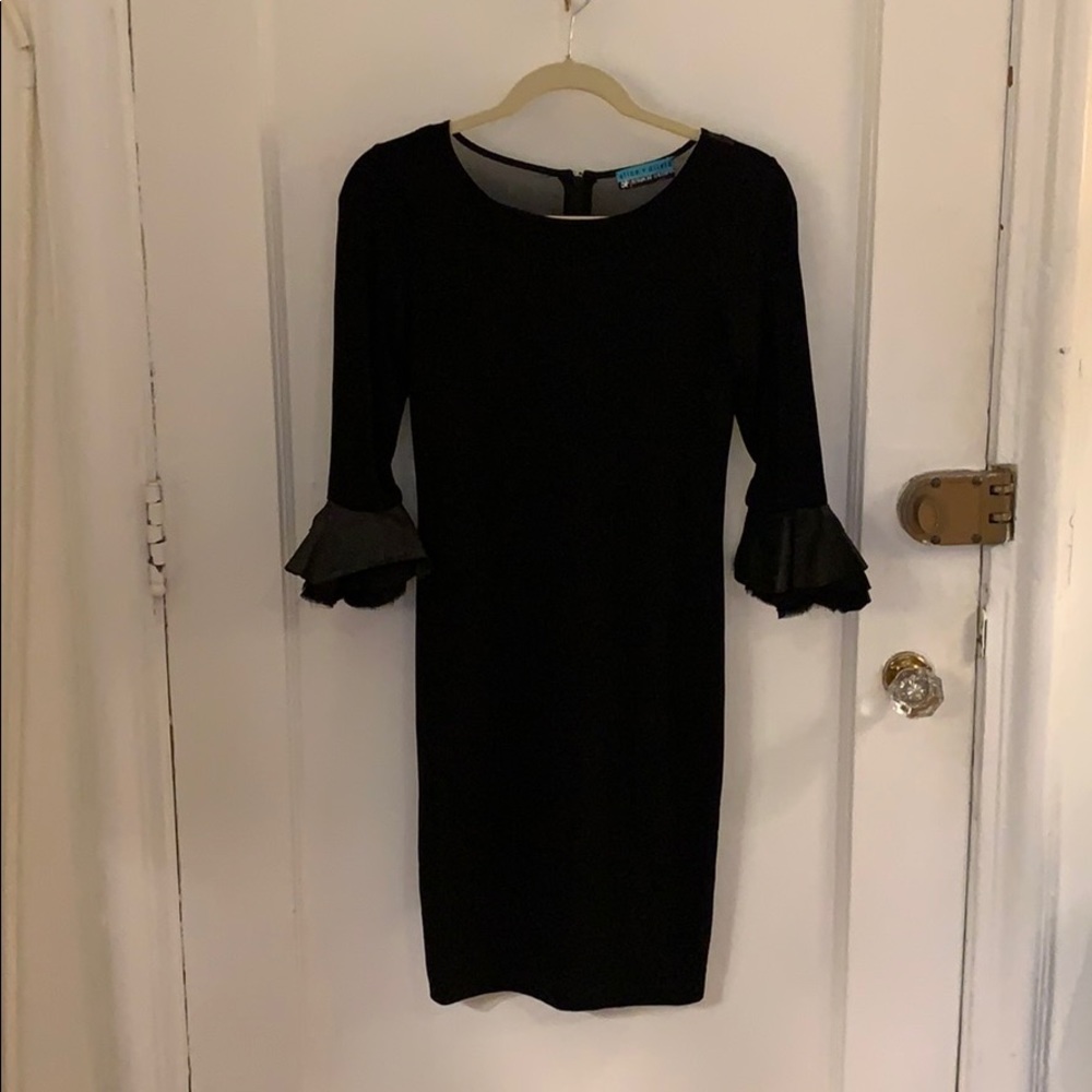 Alice & Olivia black dress with leather details